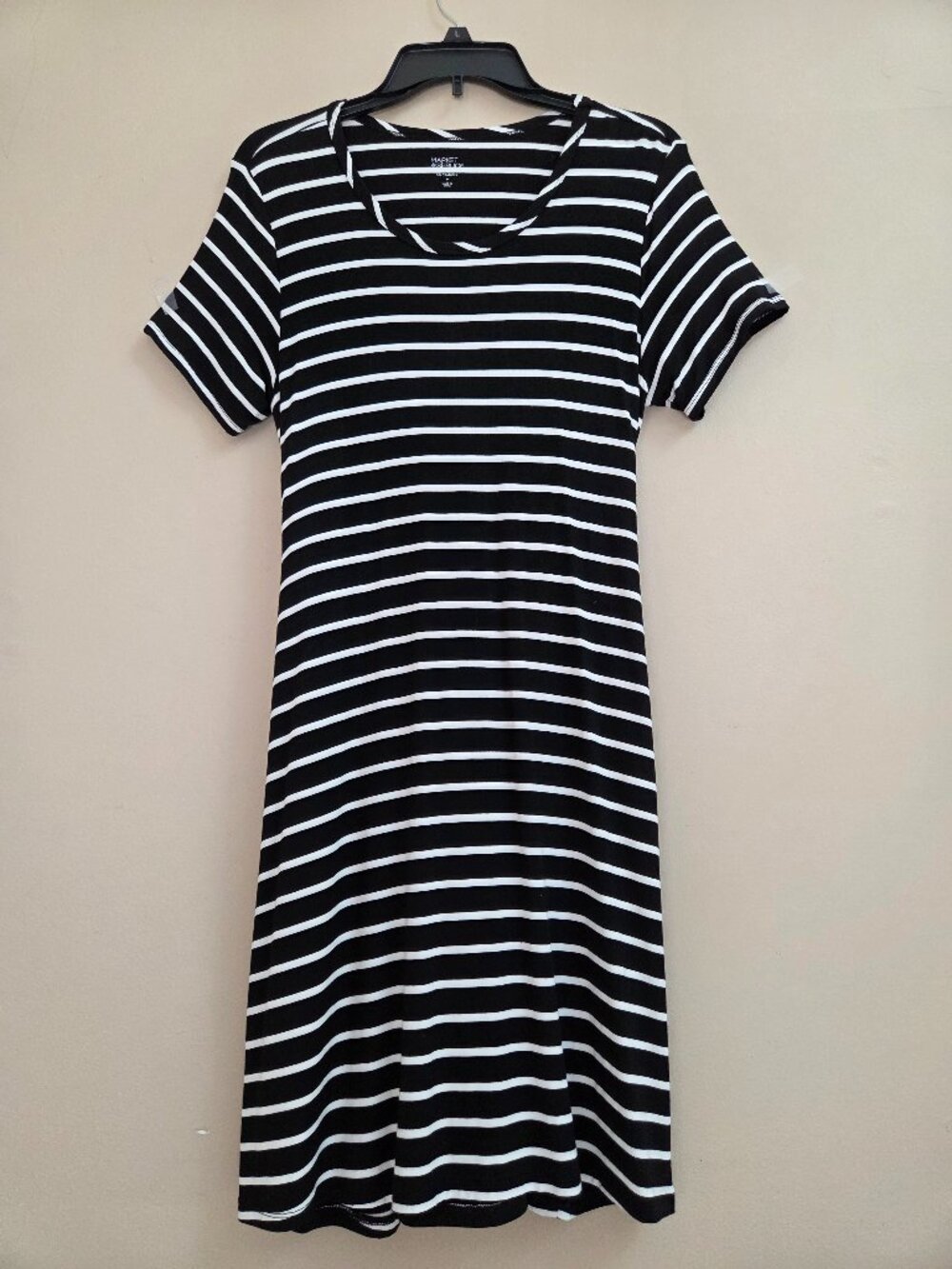 Market & Spruce M Knit Short Sleeve T-Shirt Dress Back Vent Striped Easy Breezy